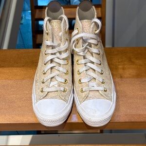 Sparkling Gold High-Top Sneakers